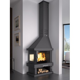 Chimenea de leña esquina...