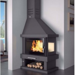 Chimenea de leña esquina...